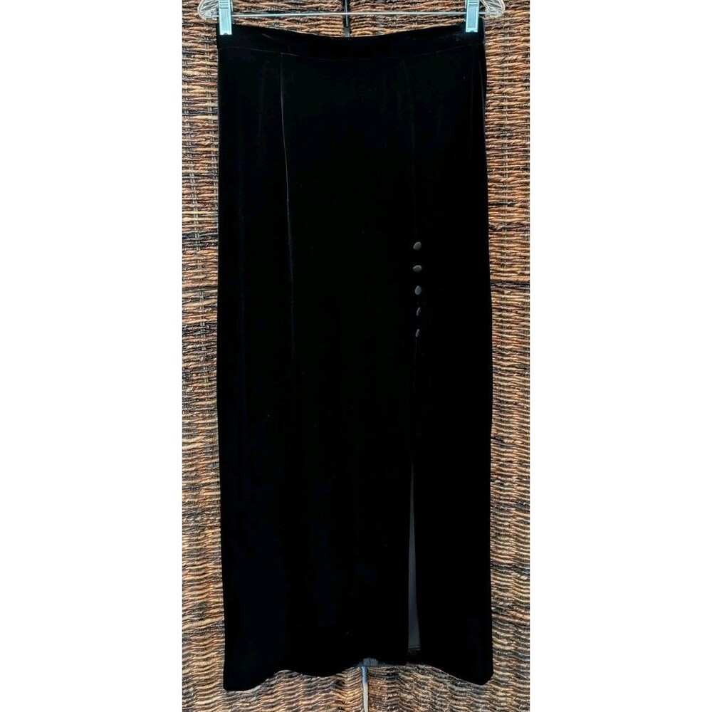 Alex Evenings Petite Velvet Maxi Skirt S/M Slit Elegant Formal Party Classic